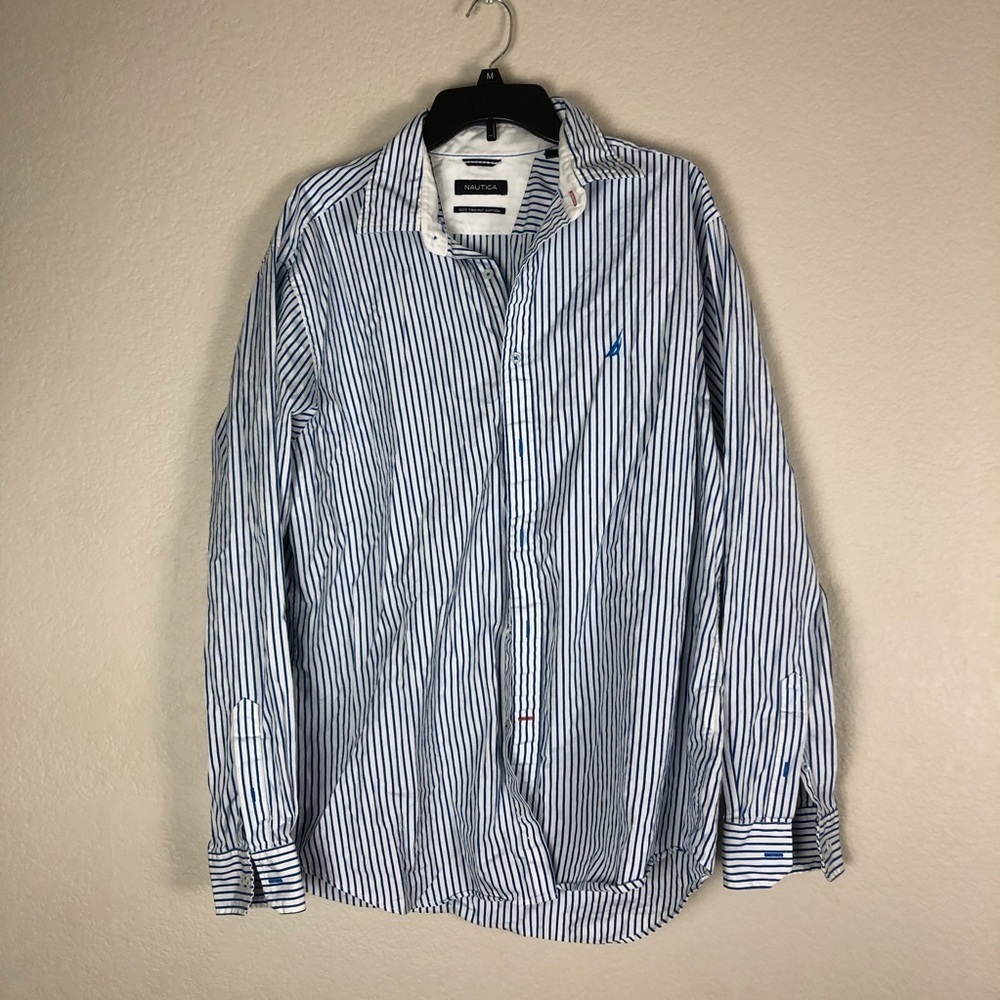 Nautica 80s Two Ply Cotton Button Up Large